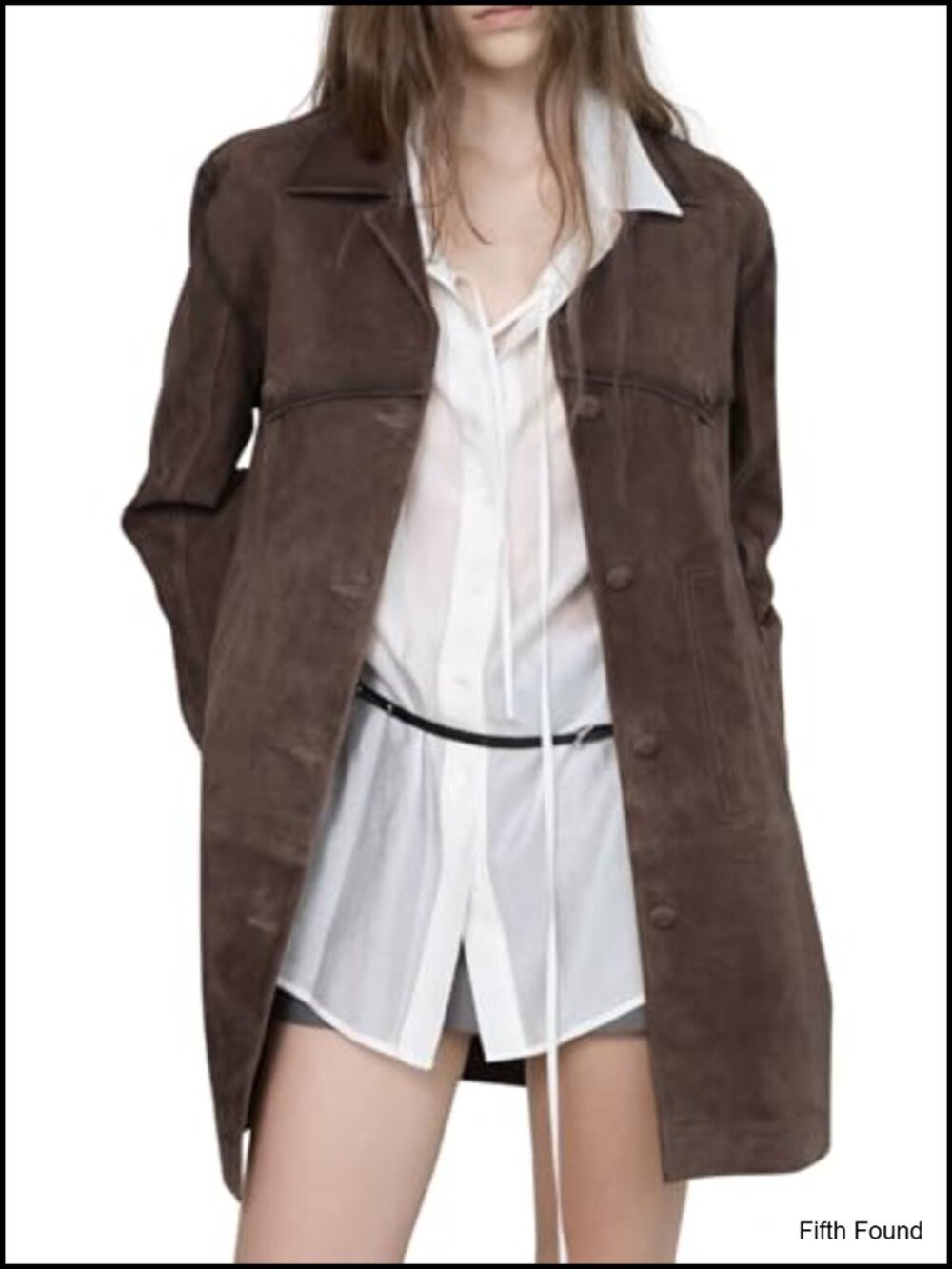 Faux Suede Leather Shacket Mid Long Button Jacket Coat Oversized